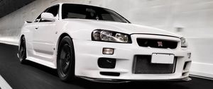 Preview wallpaper nissan gt-r, nissan, movement, white, side view