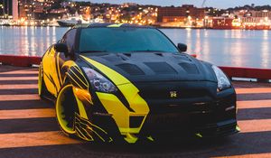 Preview wallpaper nissan gtr, nissan, sports car, car, lights