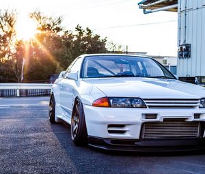 Preview wallpaper nissan, gtr, r32, skyline, white, front view