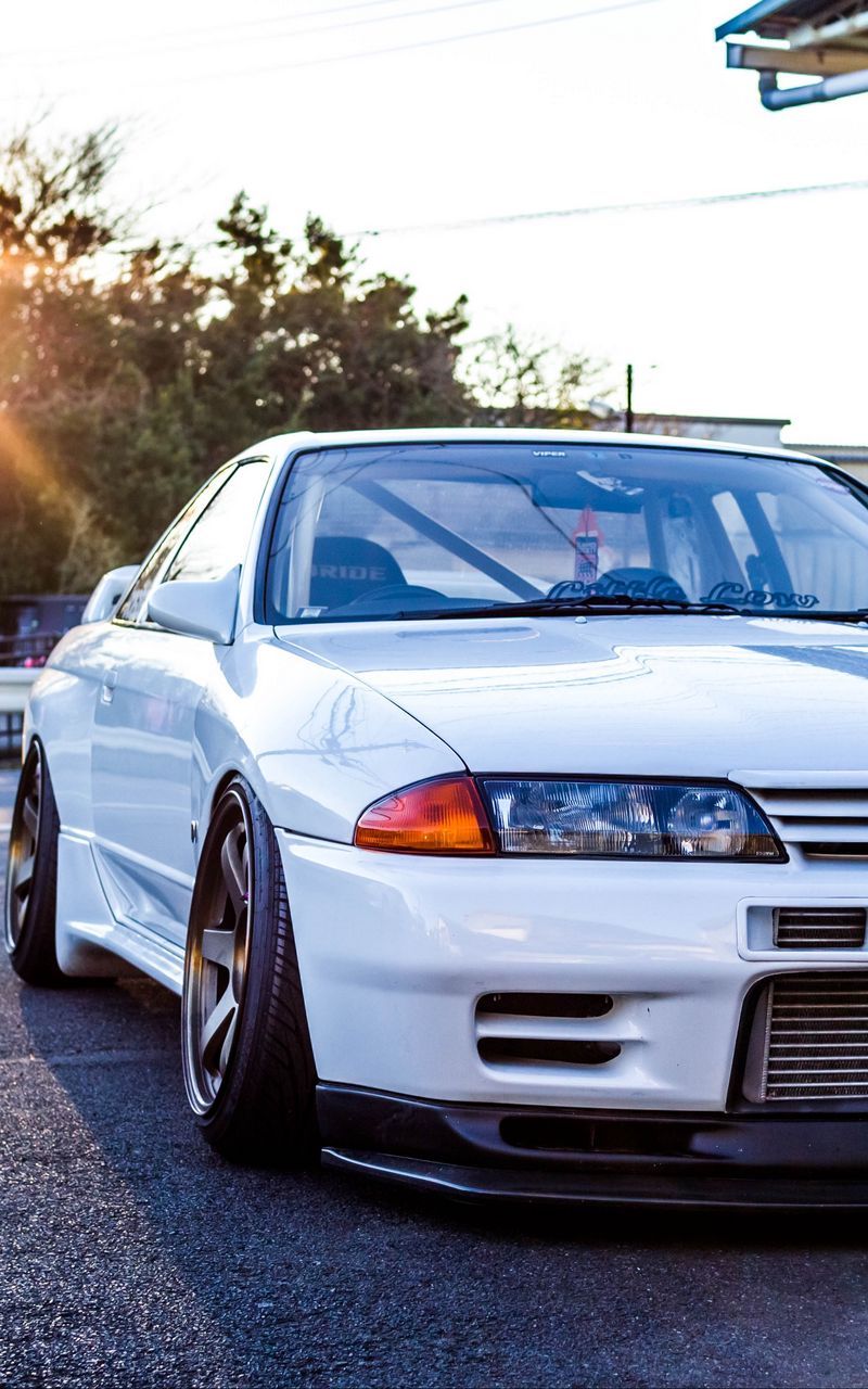 Download Wallpaper 800x1280 Nissan Gtr R32 Skyline White Front View Samsung Galaxy Note Gt N7000 Meizu Mx2 Hd Background