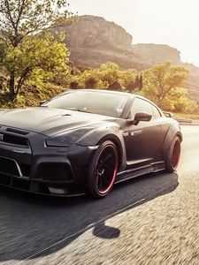 Preview wallpaper nissan, gt-r, r35, side view, motion