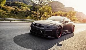 Preview wallpaper nissan, gt-r, r35, side view, motion