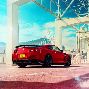 Preview wallpaper nissan, gt-r, red, rear view, sportscar