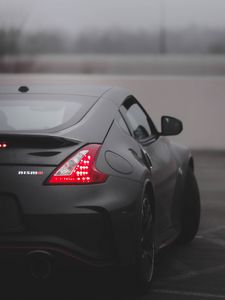 Preview wallpaper nissan nismo, car, sports car, gray, rear view