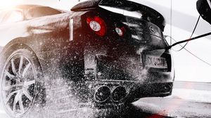 Preview wallpaper nissan r35 gt-r, washing, car, spray