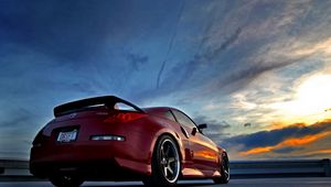 Preview wallpaper nissan, red, rear view