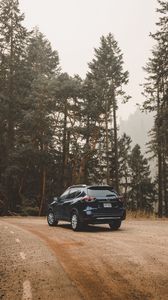 Preview wallpaper nissan rogue, nissan, crossover, trip, trees