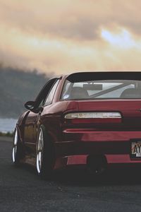 Preview wallpaper nissan, silvia, red, rear view