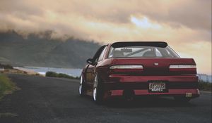 Preview wallpaper nissan, silvia, red, rear view