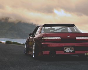 Preview wallpaper nissan, silvia, red, rear view