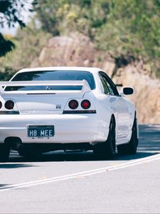 Preview wallpaper nissan skyline, nissan, car, white, back view