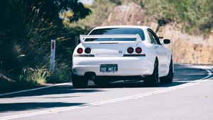 Preview wallpaper nissan skyline, nissan, car, white, back view