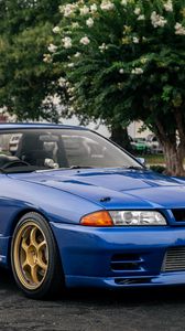 Preview wallpaper nissan skyline r32, nissan, car, blue, tuning