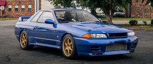 Preview wallpaper nissan skyline r32, nissan, car, blue, tuning