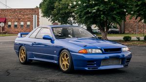 Preview wallpaper nissan skyline r32, nissan, car, blue, tuning