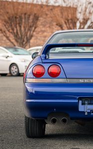 Preview wallpaper nissan skyline r33, nissan, car, blue, tailights