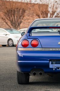 Preview wallpaper nissan skyline r33, nissan, car, blue, tailights