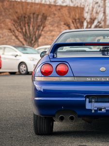 Preview wallpaper nissan skyline r33, nissan, car, blue, tailights