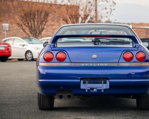 Preview wallpaper nissan skyline r33, nissan, car, blue, tailights