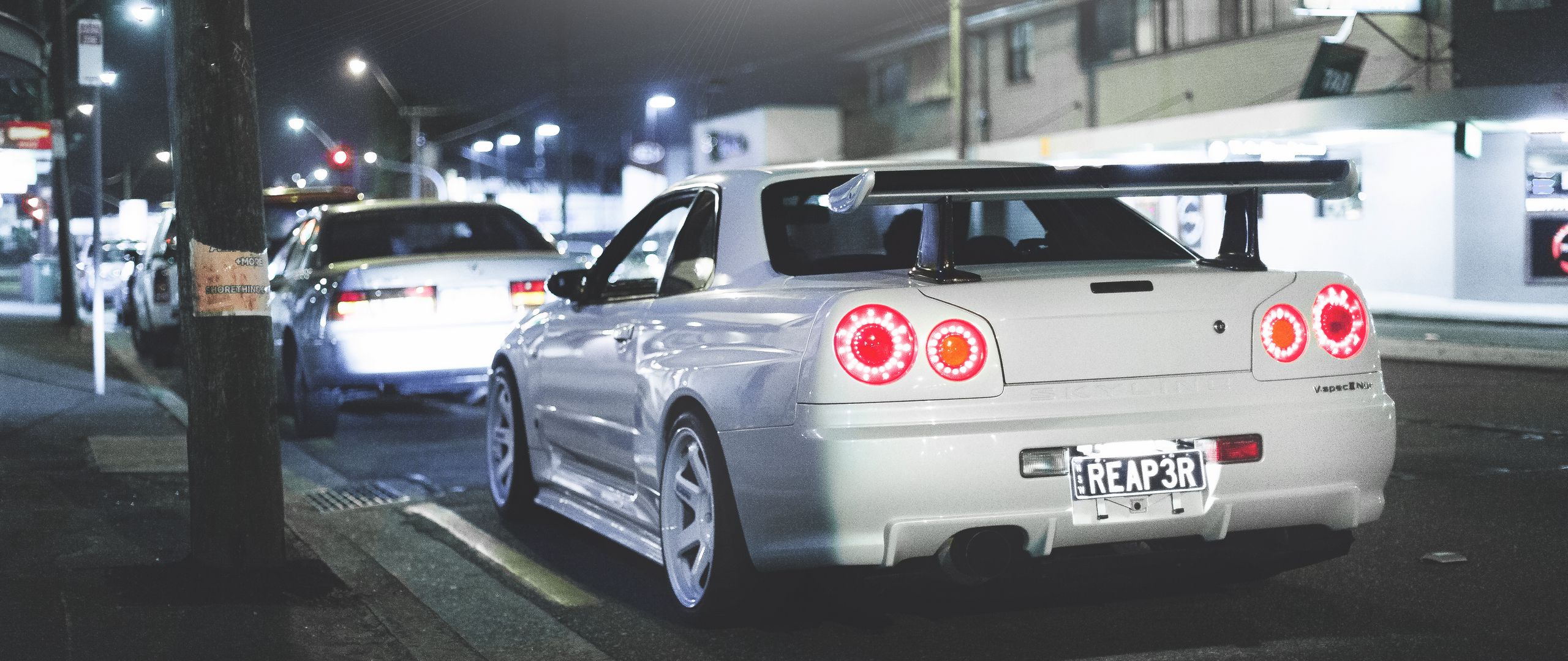 Download wallpaper 2560x1080 nissan, skyline, r34, gt-r, rear view dual ...