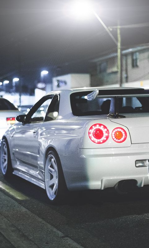 Download wallpaper 480x800 nissan, skyline, r34, gt-r, rear view nokia ...