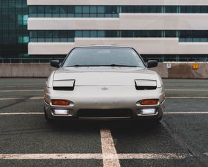 Preview wallpaper nissan, sports car, car, front view, gray