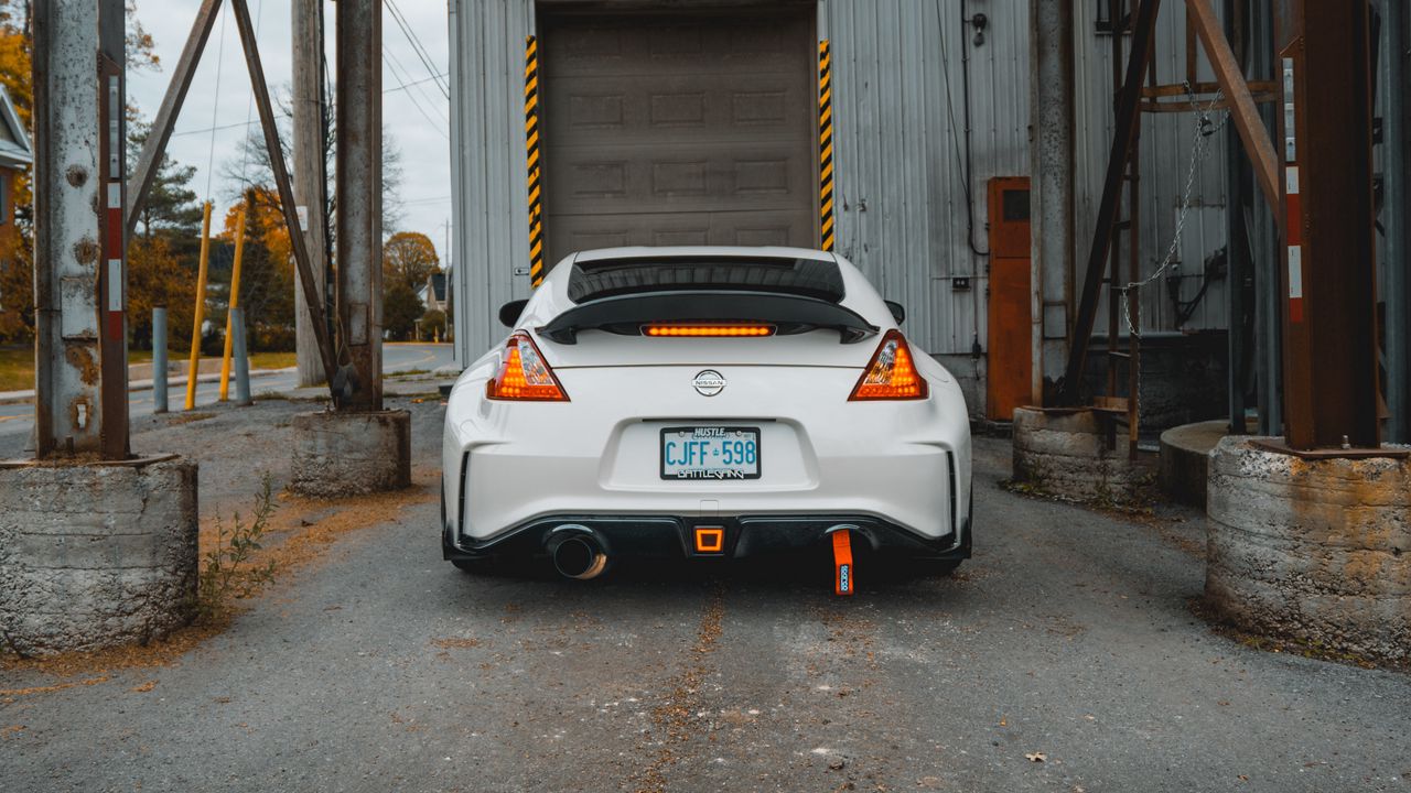 Wallpaper nissan, sports car, car, rear view, garage