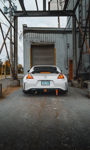 Preview wallpaper nissan, sports car, car, rear view, garage