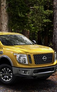 Preview wallpaper nissan, titan, yellow, side view