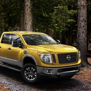 Preview wallpaper nissan, titan, yellow, side view