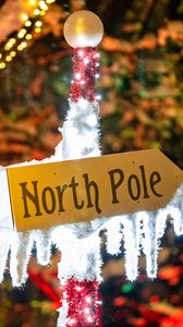 Preview wallpaper north pole, sign, inscription, text, backlight
