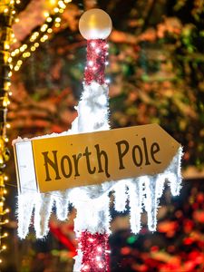 Preview wallpaper north pole, sign, inscription, text, backlight