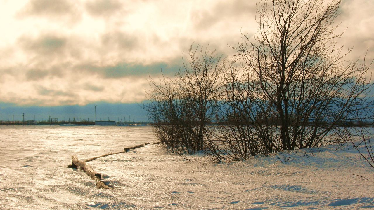 Wallpaper north, steppe, winter, wind, sunset, landscape, cold, snow