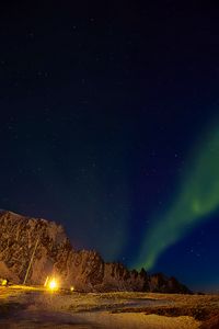 Preview wallpaper northern lights, aurora borealis, mountains, night, stars