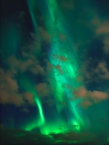 Preview wallpaper northern lights, aurora, clouds, night, sky