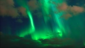 Preview wallpaper northern lights, aurora, clouds, night, sky