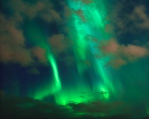 Preview wallpaper northern lights, aurora, clouds, night, sky