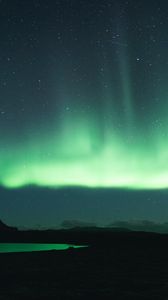 Preview wallpaper northern lights, aurora, green, night, landscape