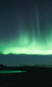 Preview wallpaper northern lights, aurora, green, night, landscape