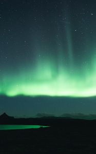 Preview wallpaper northern lights, aurora, green, night, landscape