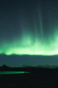 Preview wallpaper northern lights, aurora, green, night, landscape