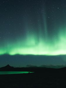 Preview wallpaper northern lights, aurora, green, night, landscape
