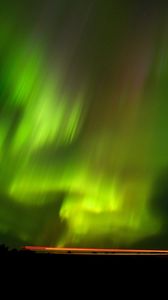 Preview wallpaper northern lights, aurora, horizon, starry sky, green