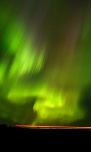 Preview wallpaper northern lights, aurora, horizon, starry sky, green