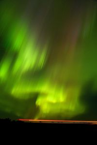 Preview wallpaper northern lights, aurora, horizon, starry sky, green