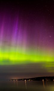 Preview wallpaper northern lights, aurora, horizon, night, starry sky