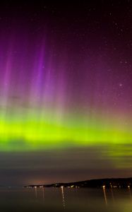 Preview wallpaper northern lights, aurora, horizon, night, starry sky