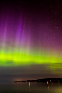 Preview wallpaper northern lights, aurora, horizon, night, starry sky