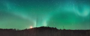 Preview wallpaper northern lights, aurora, horizon, stars, starry sky, night