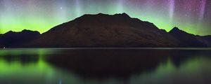 Preview wallpaper northern lights, aurora, mountain, lake, queenstown, new zealand